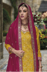 Premium Silk Embroidered Salwar Suit in Yellow